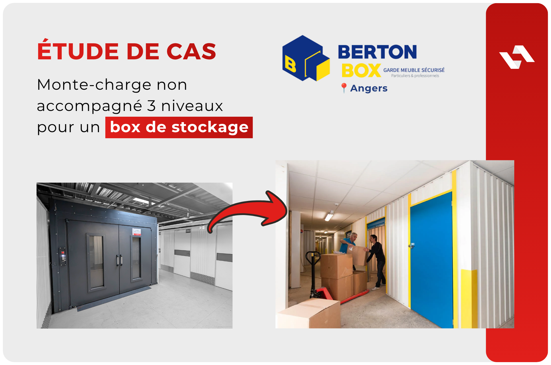 Optimisation de la manutention dans les box de stockage : une solution avec le monte-charge 3 niveaux