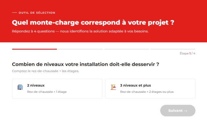 Simulateur sélection monte-charge