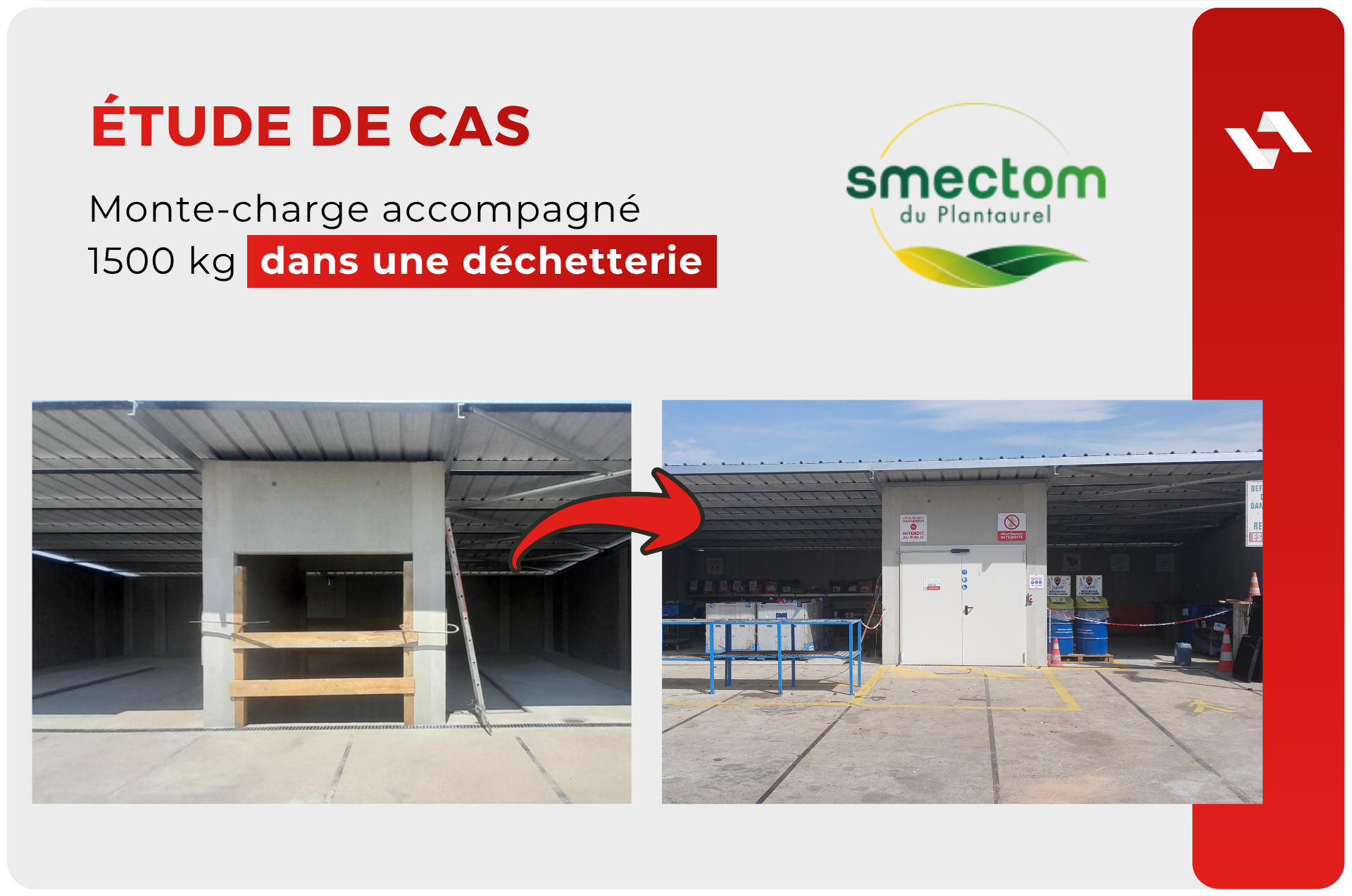 Smectom : un monte-charge accompagné de 1500 kg pour séparer les flux de déchets